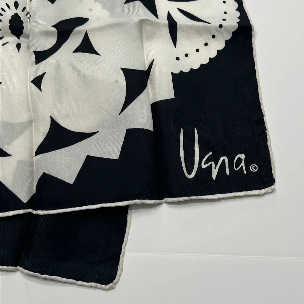 Vintage Vera Neumann black and White Patterned Oblong Scarf 44” x 14” handrolled